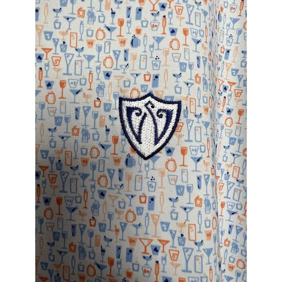 Peter Millar Summer Comfort Polo Shirt Mens L Blue Orange Cocktail Mixed Drinks - Picture 4 of 10